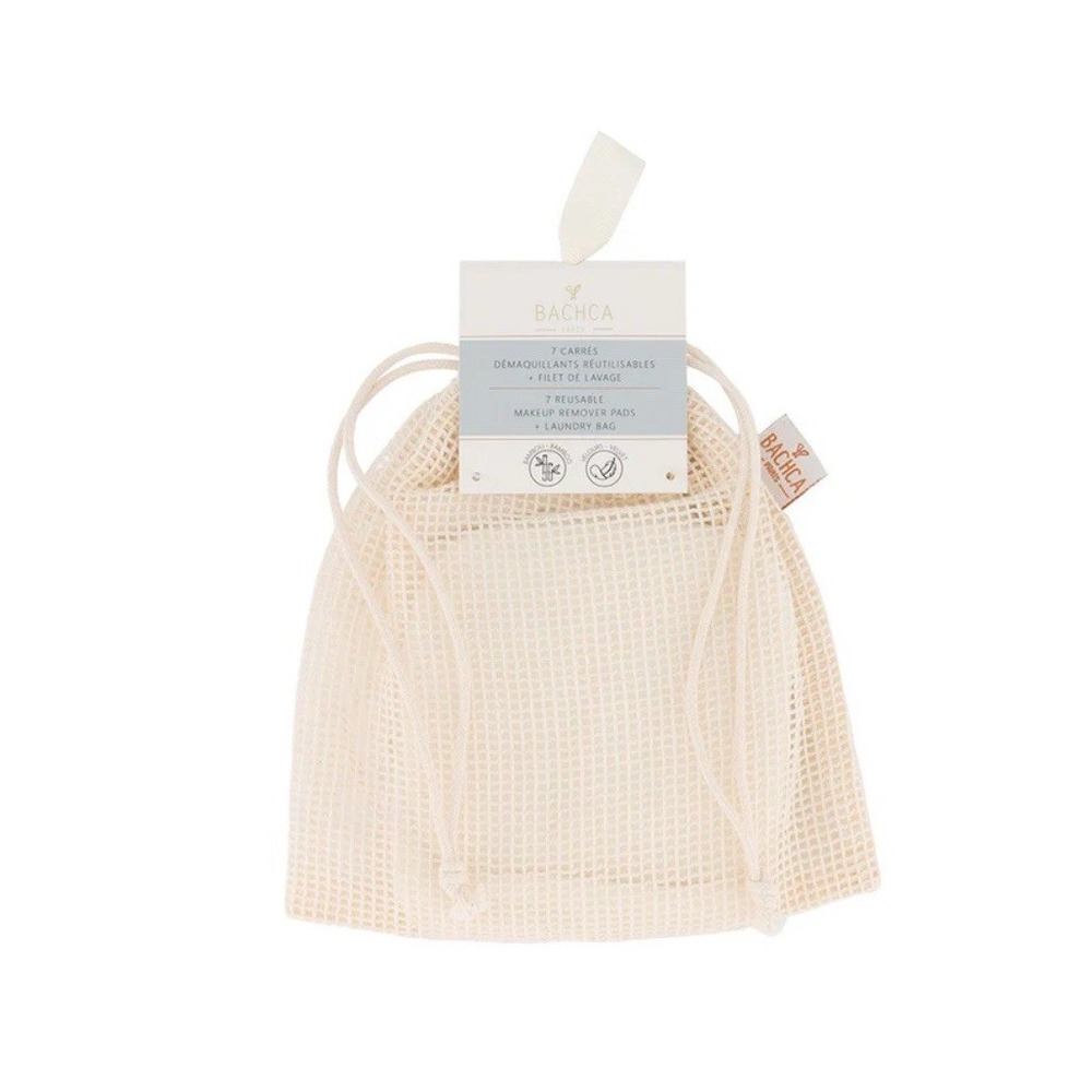 BACHA NWT 7 Reusable Makeup Remover Pads And Laundry Bag Bamboo Fiber 200 Washes
